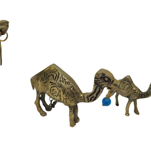 Vintage Brass Camels Donkey Tabletop Trinkets Desert Decorative Figures - Picture 4 of 7